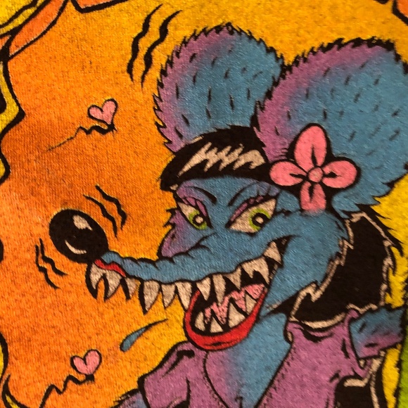 black Rat Fink "Burnin Love" ladies' v-neck t-shirt - Picture 2 of 7